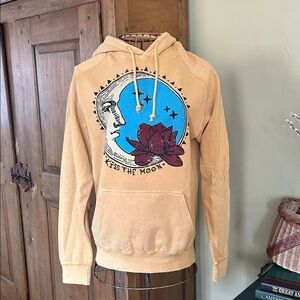 Kiss The Moon Yellow Graphic Hoodie